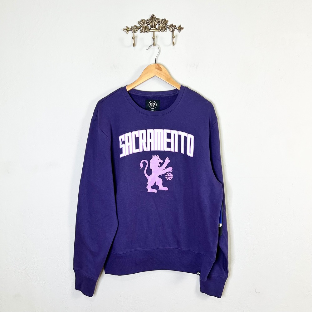 Sacramento Kings City Edition 47 Brand Sweatshirt Men Size Large Purple New NBA